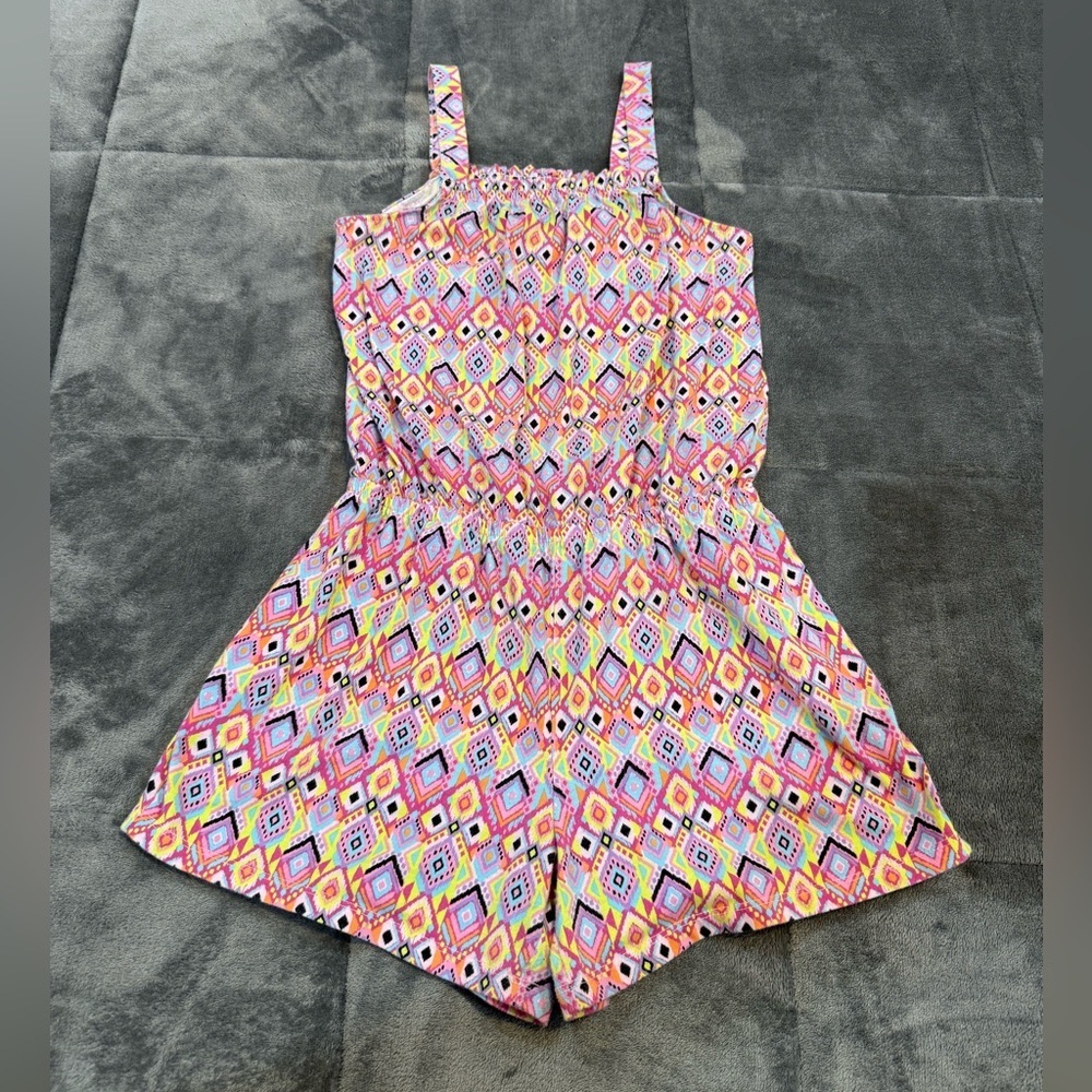 The Children's Place Girls Geo Print Romper Size XL (14-16) Elastic Waist